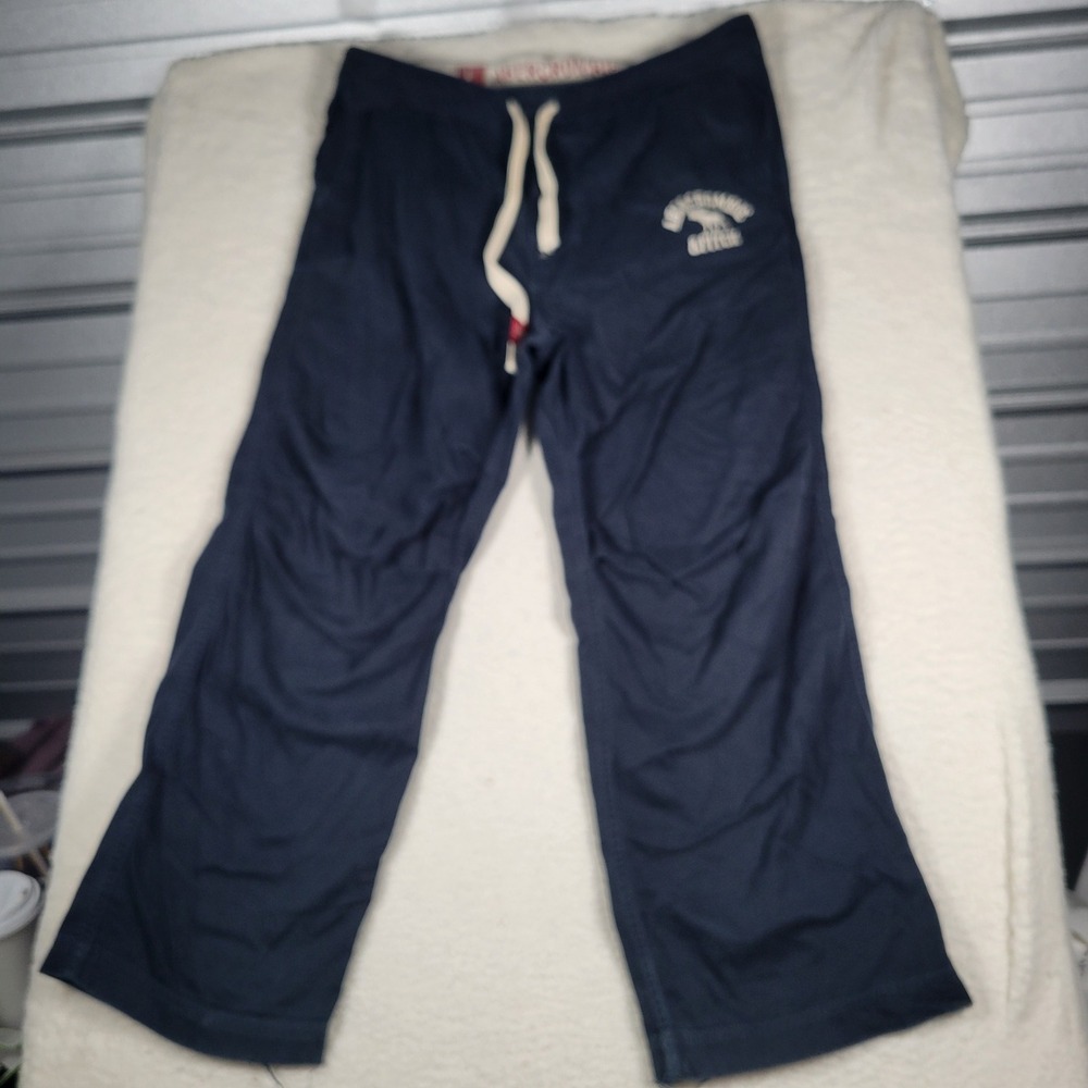 Abercrombie & Fitch Pants Mens Large Navy Blue Logo Drawstring logo spellout Y2K